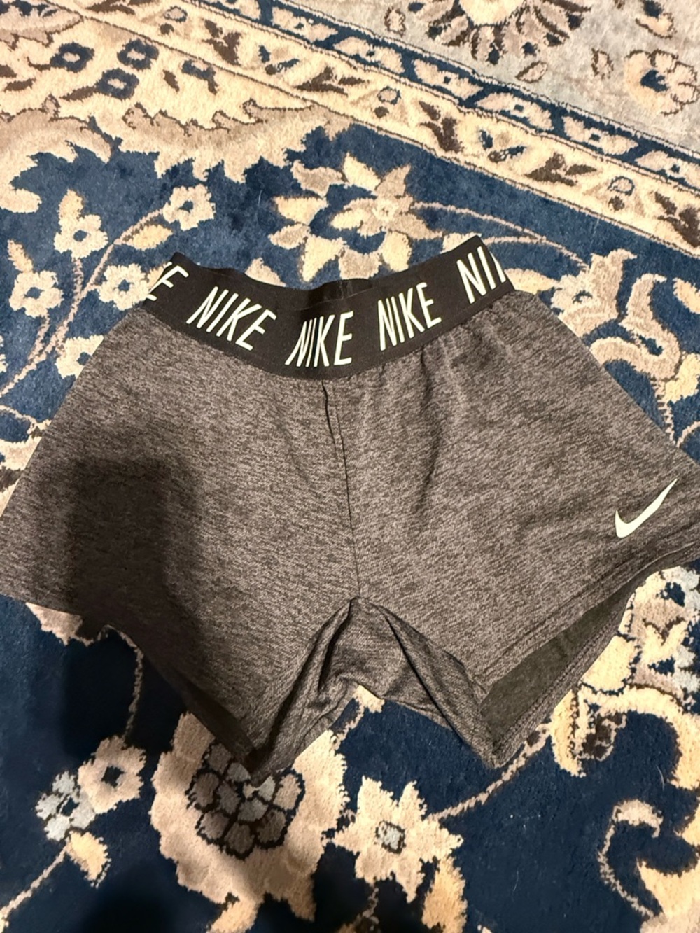Nike Women's Heather Grey Athletic Shorts with Branded Waistband